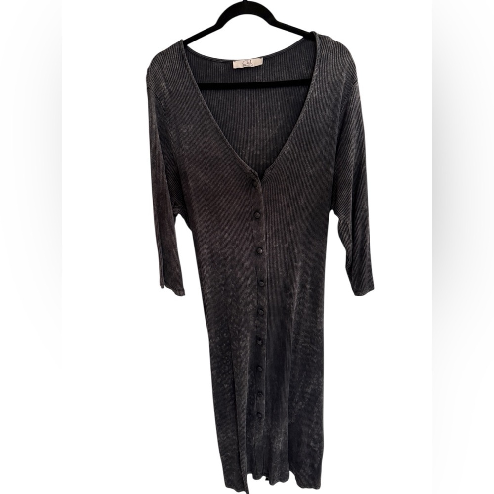CKH Clockhouse Button-Down Ribbed Midi Dress – Size M